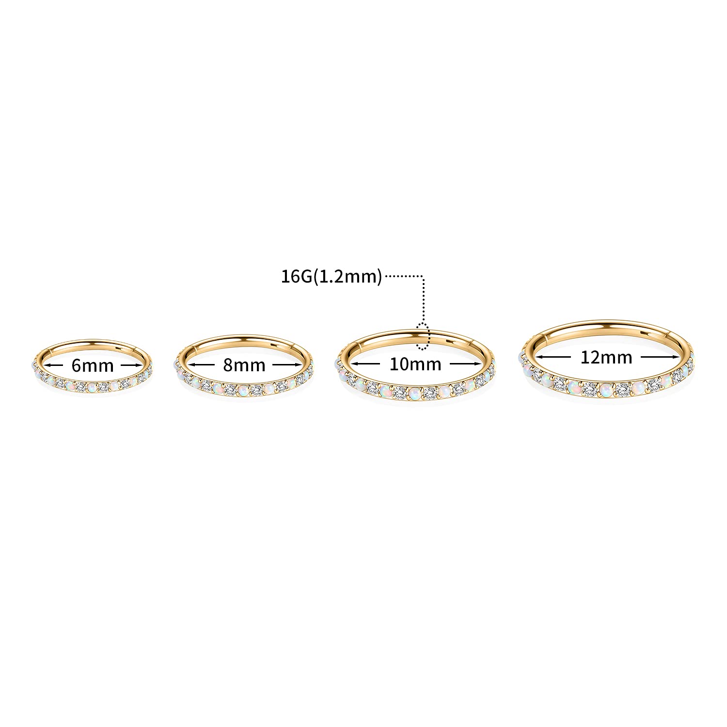 AROWRO 20G 18G 16G 14G CZ Nose Septum Rings Cartilage Conch Earring Hoop 316L Surgical Steel Conch Daith Helix Tragus Piercing Jewelry Septum Clicker for Women Men — view 4
