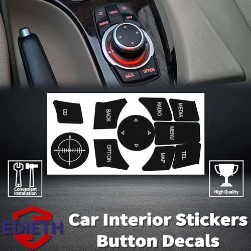 Image of Car Button Decal Sticker Repair Kit Compatible with BMW 3 Series E90 E93 iDrive 2009 2010 2011 Button Repair Decal Sticker Premium Vinyl