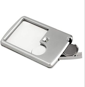 Perfect Low Vision Aid Magnifier Square Business Card Type Lighting Magnifying Glass, Acrylic Lens with LED Light, Used