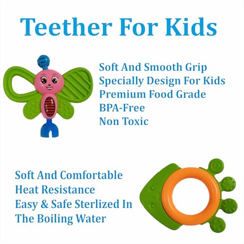 Image of 8-Piece Colorful Rattle & Teether Combo Set - BPA-Free Rubber Sensory Toys for Infants (0-2 Years, 3+ Months Ready)