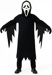 Fantasia Juvenil Fantasma Halloween Terror Bruxo Capuz Pânico Zorro Manto Rave Festa Cosplay Vilã Dia das Crianças Morcego