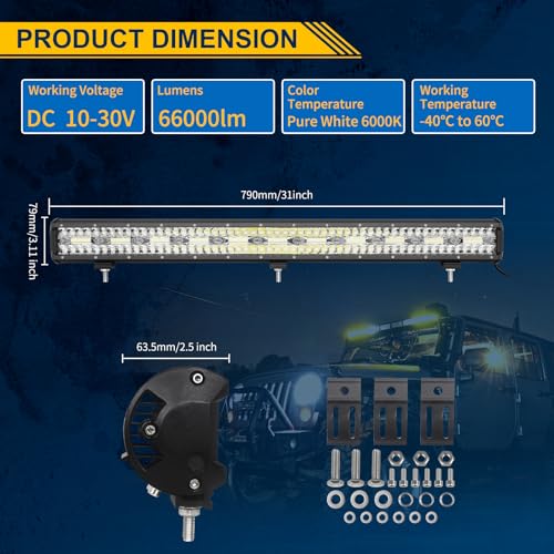 Barra de luces haz combinado de inundación puntual para todoterreno 2