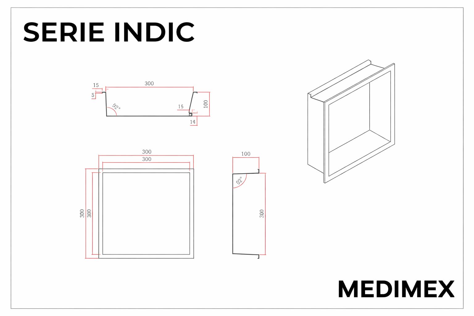 MEDIMEX - Hornacina Ducha Empotrable con LED Acero Inoxidable 304 Nicho de Ducha Empotrable 33x33 cm Estante Ducha Baño Iluminado Shower Shelf Bathroom Organizer