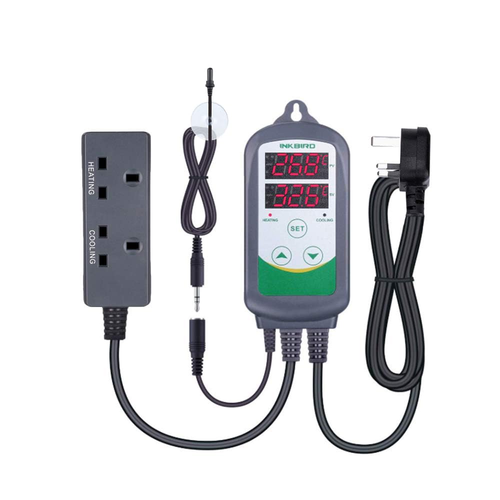 Inkbird ITC308S Aquarium Temperature Controller with Submersible Probe Heating Cooling Outlets Thermostat for Heater and Cooling Fans Shrimp Reef Fish TankInkbird ITC308S Aquarium Temperature Controller…