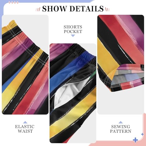 Pajama Pants Rainbow Black Striped PJ Bottoms Sleepwear Lounge Sleep Pant with Pockets4