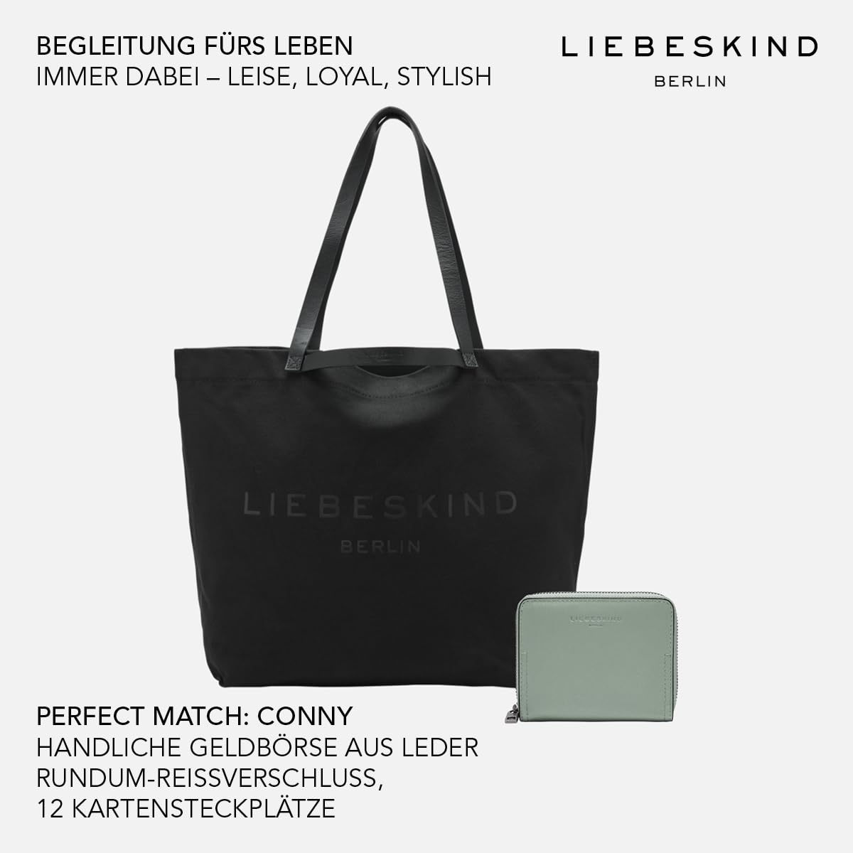 Liebeskind Berlin Damen-Shopper „Aurora“ – Große Canvas-Tasche Damen mit Reißverschlussfach und Leder-Schulterriemen – Shopper Bag Women – Passend für Laptops bis 16 Zoll – Light Bag