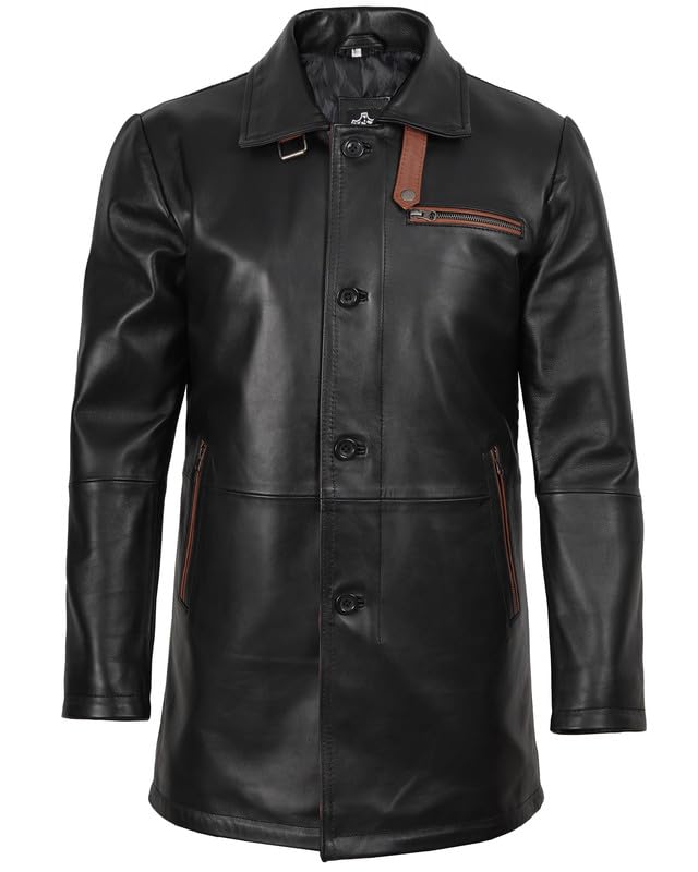 Decrum Leather Coats for Men Real Lambskin Casual Car coat Style Leather Jacket Men3