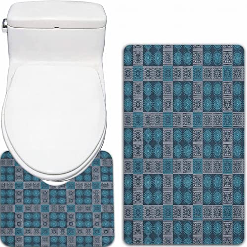 FALOME 2-teilige rutschfeste Badematte,Geometrische altmodische Spitzenart Blumenmotive viktorianische barocke Effekte… – Bild 5