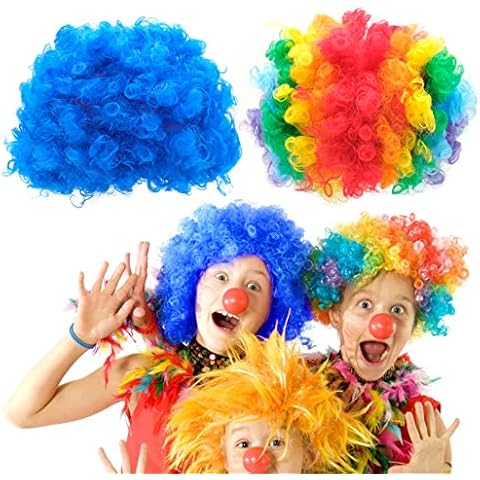 2 Piece Costume Wig, Multi Colour Party Wigs Women/Men Curly Afro Wig Fancy Dress Short Wig Party Costume Disco Accessory for Adults and Children Cover