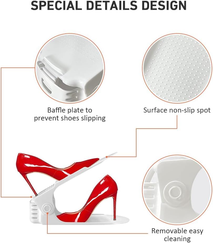 Portascarpe Salvaspazio 20 Pezzi - Organizer Regolabile, Antiscivolo, In Plastica Bianco - Foto 6