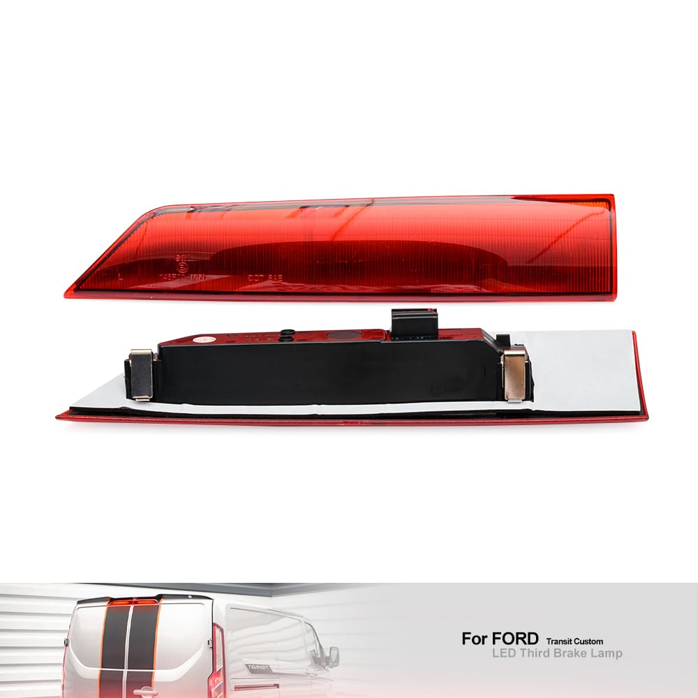 Terzo Stop per Fo.rd Transit Custom 2012-2022 LED terzo stop posteriore Transit Luce di stop posteriore di alto livello per porta della stalla 2 pezzi Lente rossa
