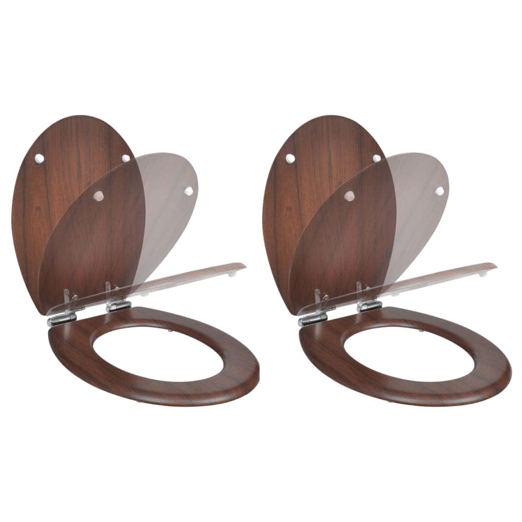 Abattants de toilettes fermeture douce en MDF marron ultra résistants 2 pièces