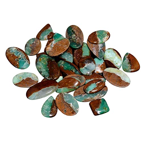Gemkora 3Pcs Natural Bi-Chrysoprase Gemstone Wholesale Cabochons Lot, Jewelry Making Loose Gemstone, Polished Home Decor Specimen, Diy, Wire Wrapping, Reiki, Healing Crystals, Bulk Gemstone Deal #TOP13