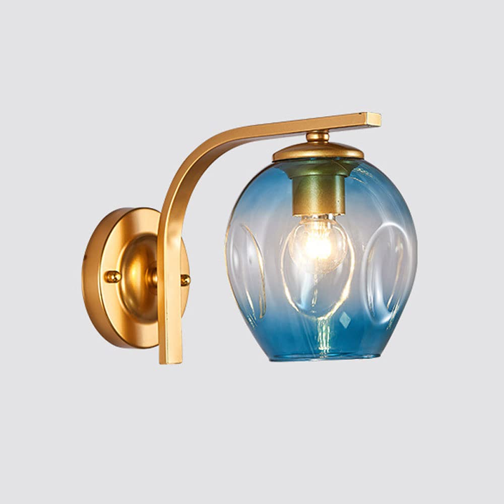 SXSCARKX Industrial Vintage Wall Sconces with Glass Lampshade, Gradient Colors Study Book Light, E27 Base Mounted Lamp