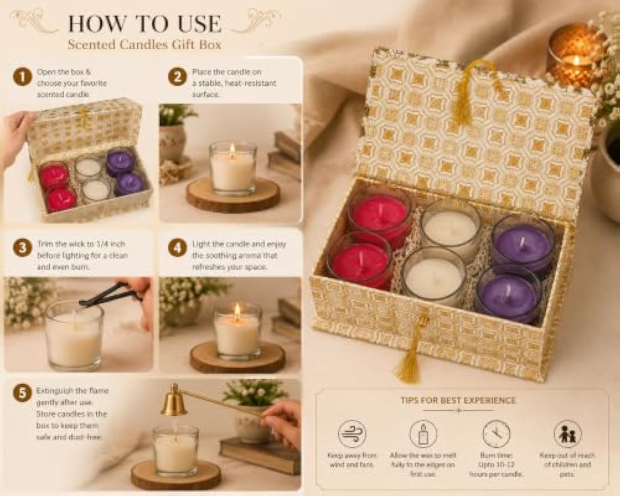 6pc Scented Votive Candle Gift Set, Aromatherapy Candles