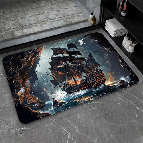 Image of Wazdorf 3D Bathroom Mat - Non Slip Water Absorbent Bathroom Mat Bathroom Easy Care Shower Rugs, Perfect for Home Office & Kitchen, Bathroom