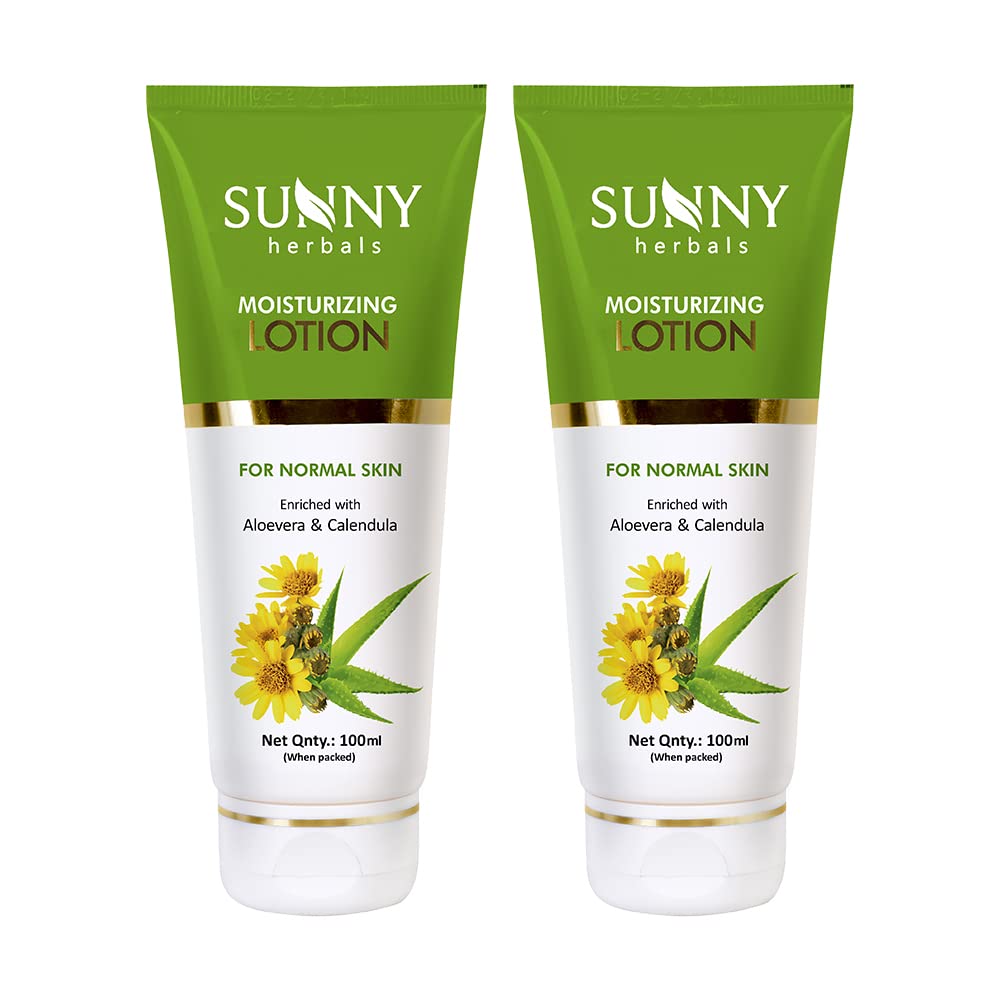 Sunny Moisturizing Lotion with Aloe Vera & Calendula | Velvety, Radiant Skin | Fights Pigmentation & Aging | Sunburn Protection | All Skin Types | 100 ml (Pack of 2)