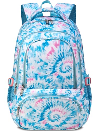BLUEFAIRY Kids Backpack for Girls Elementary Primary Middle School Bags for Aged 8-10 for Teens Childs Bookbags Back to School Book Bags Mochilas para Nias de 6 7 8 9 10 Aos Tie-dye Blue