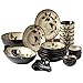 Zastawa stołowa ceramiczna, 28-częściowy zestaw obiadowy z wzorem liści porcelanowy zestaw stołowy talerze obiadowe talerze do zup i talerze deserowe kubki i spodki