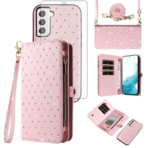 Coque Samsung S22 5G Asuwish avec portefeuille amovible et verre trempé