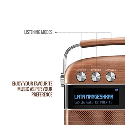 Image of Saregama Carvaan Premium- Portable Music Player with 5000 Preloaded Songs, FM /BT /AUX (Oakwood Brown)