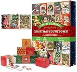 PICKFORU Advent Calendar 2025 Puzzles for Adults 1000 PiecesοΌVintage Christmas Countdown Calendar 24 Days ThemeοΌXmas Poster Jigsaw Puzzle as Home Decor