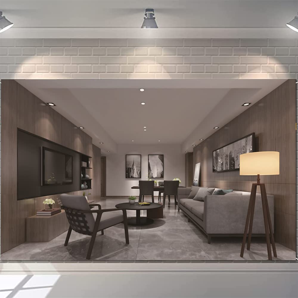 CSFOTO 10x8ft Modern Living Room Backdrop Video Conferencing Backdrop Decor for Home Zoom Meeting Video Recording Background Banner