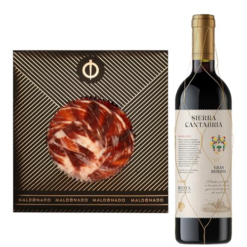 Pack Vino Rioja - Jamón de Bellota 100% Ibérico Maldonado Cortado a Mano 100g + Vino Tinto Sierra Cantabria Gran Reserva 75cl