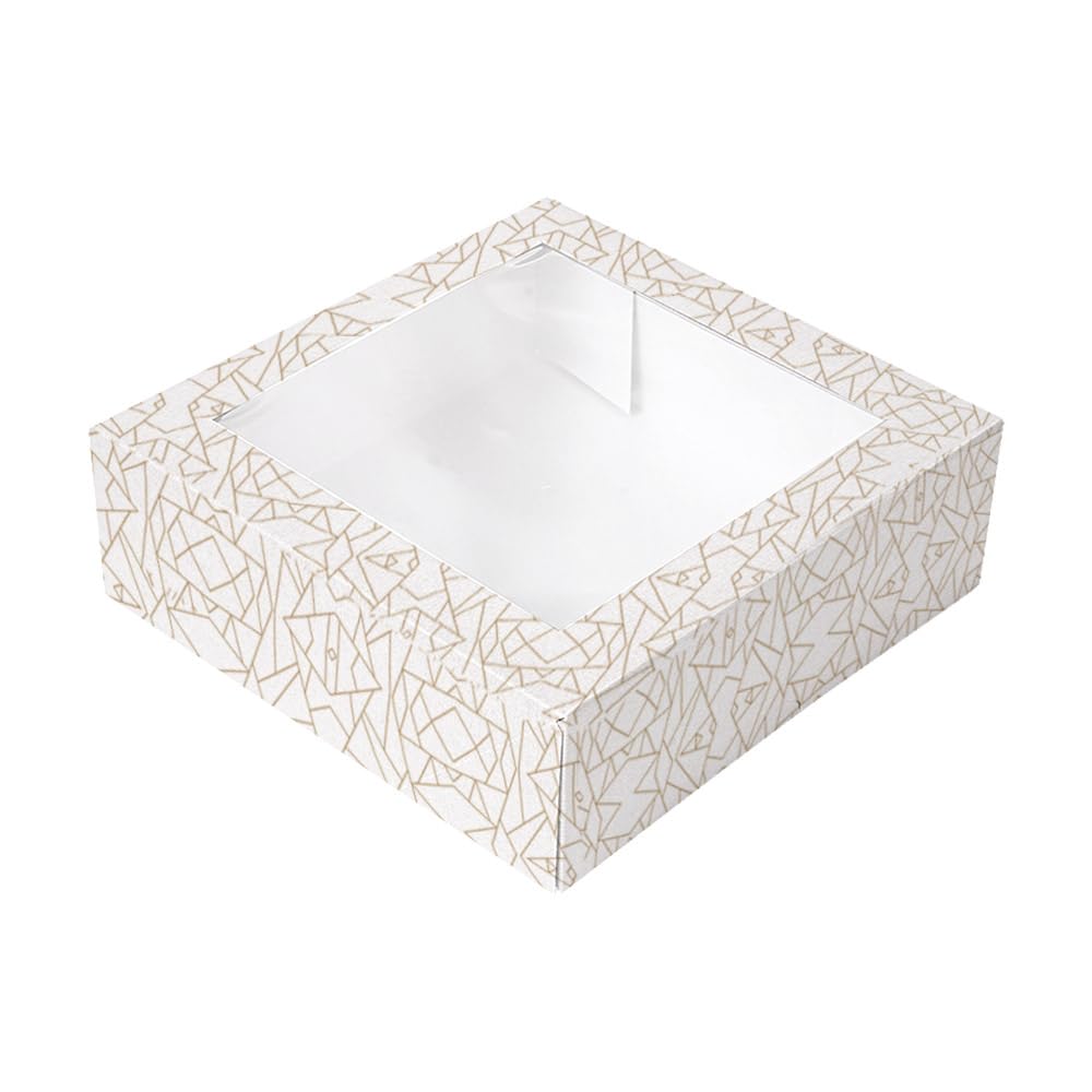 García de Pou - 50 Unidades - Cajas Pastelería Con Ventana 'Thepack' 250 G/M2 + Opp 26 x 26 x 8 cm Blanco Cartón Ondulado Nano-Micro