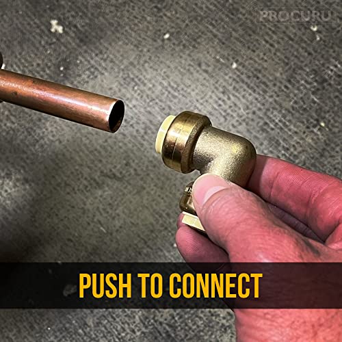 Procuru PFEL-012-10P [10-Pack] Procuru 1/2-Inch Pushfit 90-Degree Elbow, Push-To-Connect Plumbing Brass Fitting For Copper thumb #2