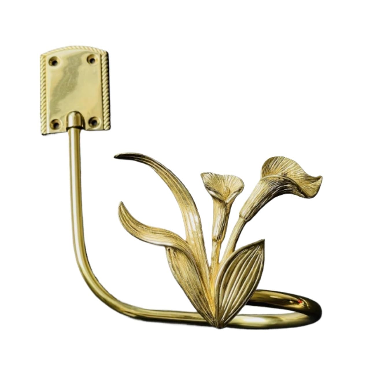 Brass Curtain Tieback Hook Full Copper Curtain Hooks Golden Angel Buckles Holdbacks Wall Mounted Decor Hangers For Window Dressing Diyhome(ORCHID-LEFT)