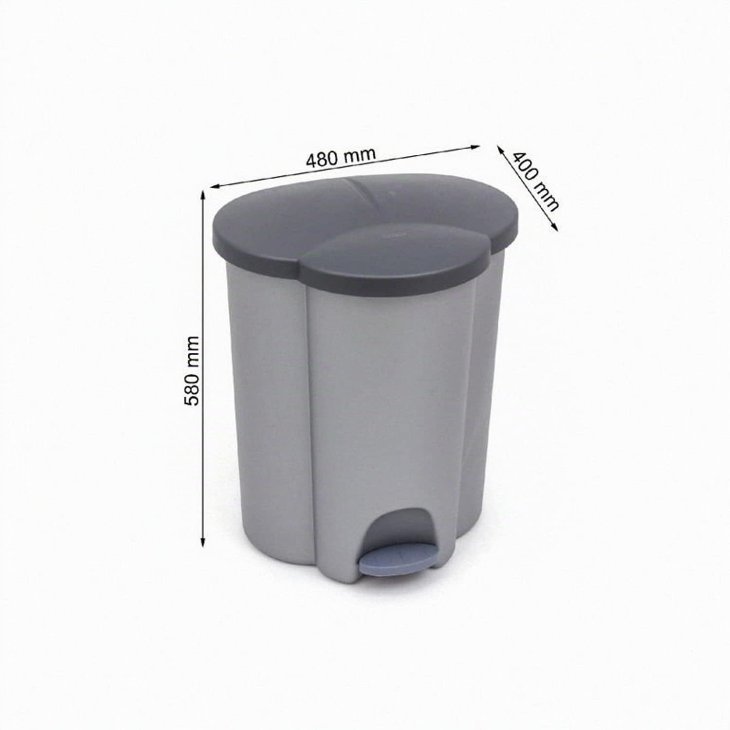 Curver Trio V2 - Cubo de basura con pedal de 40 L, 3 compartimentos, sistema de separación de residuos, cubo interior de plástico con 3 compartimentos