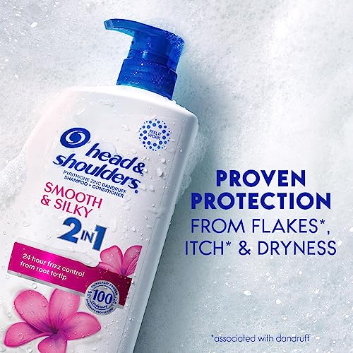 Image of Head & Shoulders Anti-Dandruff Shampoo and Conditioner for Women | Smooth & Silky 2-in-1 Value Pack | 1% Pyrithione Zinc, 24-Hour Frizz Control, Soothes Dry & Itchy Scalp, 31.4 Fl Oz Each, Twin Pack