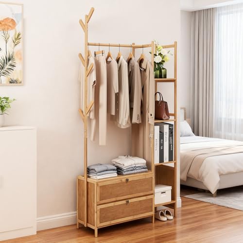 Warmiehomy Clothes Rail with Shelves Clothes Rack with Storage and Hooks