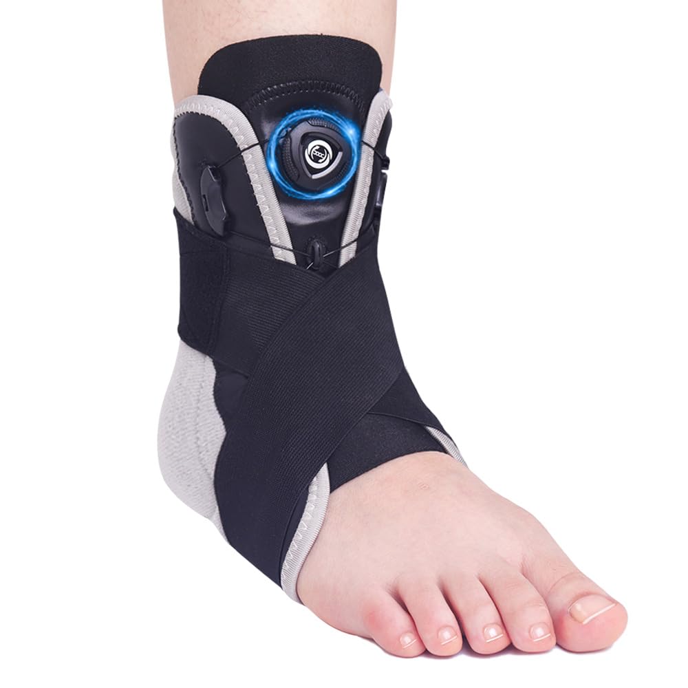 Bandage de cheville pour droite et gauche, attelle de cheville réglable avec molette de stabilisation pour entorse de la cheville, attelle de cheville, manchon de pied, tendinite, éperon