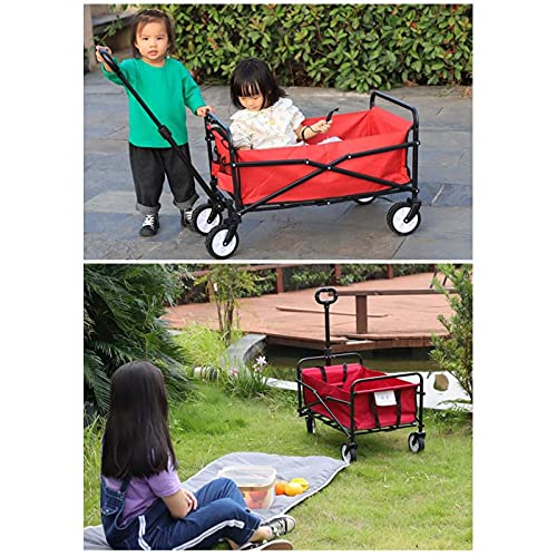 Garden Trolley Cart Rojo Carretilla para Jardín Plegable con Ruedas Neumáticas y Capacidad 90L y 80kg miniatura 5