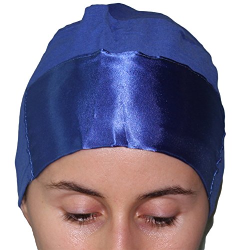 Satin Hijab Bonnet Underscarf Tie Back Royal Blue #TOP4