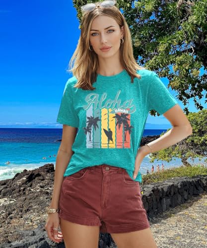 Image of Vacay Mode T Shirts for Women Summer Beach Hawaii Vacation Short Sleeve Tops Holiday Cruise Getaway T Shirts