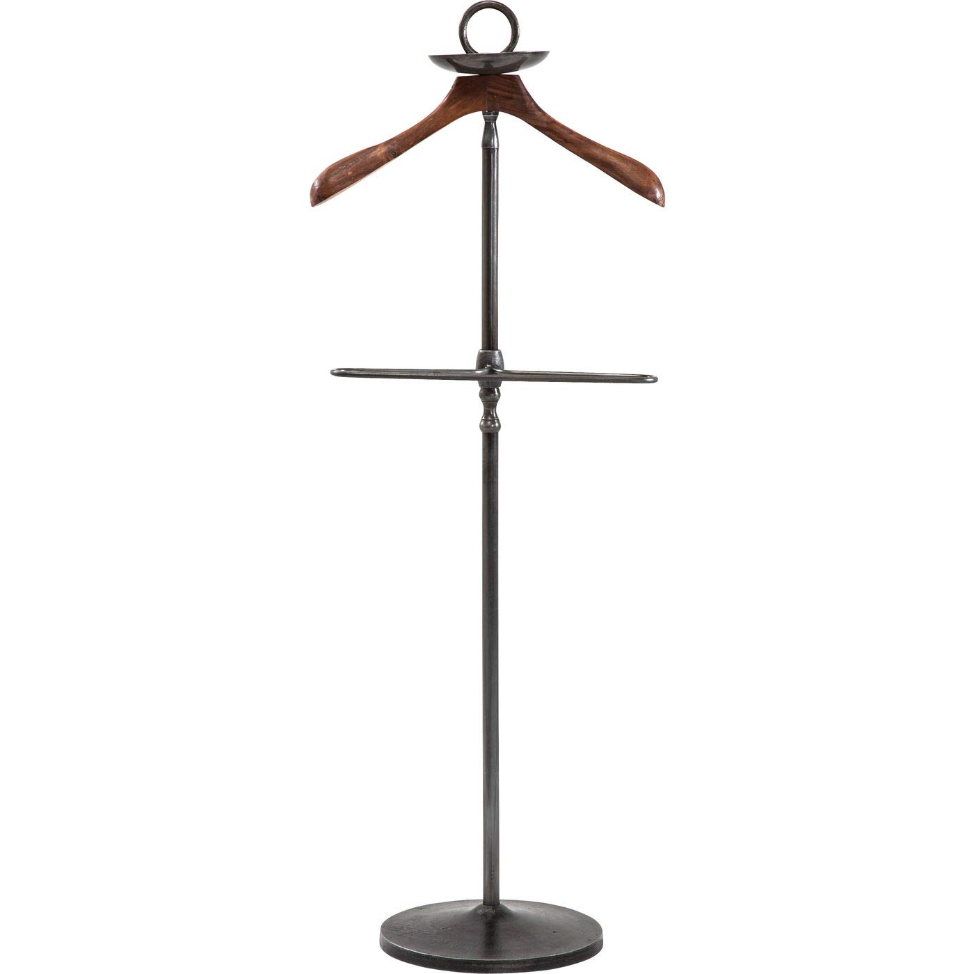 Kare Design Herrendiener Cosmopolitan, Schwarz, Garderobe, Stahlgestell, Mangoholz Kliederbügel, 124x49x29 cm (H/B/T)