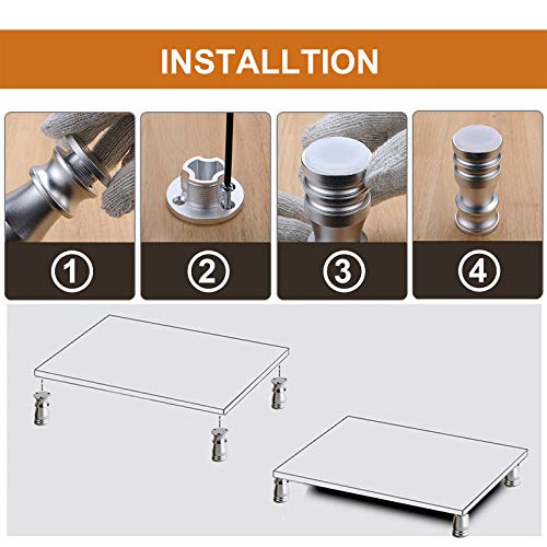 8 Packs Sturdy Sofa Legs Furniture Feet for Cabinets, Nightstand, Couch, Shelves, Maximum Load/Leg 440 lb, Zinc Magnesium Alloy, Adjustable Height (3⅛\" - 3½\")