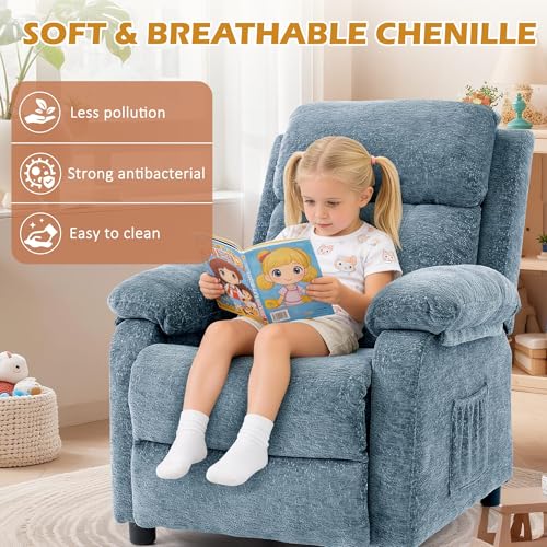 Image of Korser Recliner Chair, Living Room Chairs for Adults, Padded Deep Seat Reading Chair with Side Pockets, Small Recliners for Small Spaces, Lounge Chair for Living Room, Bedroom, and RV (Chenille)