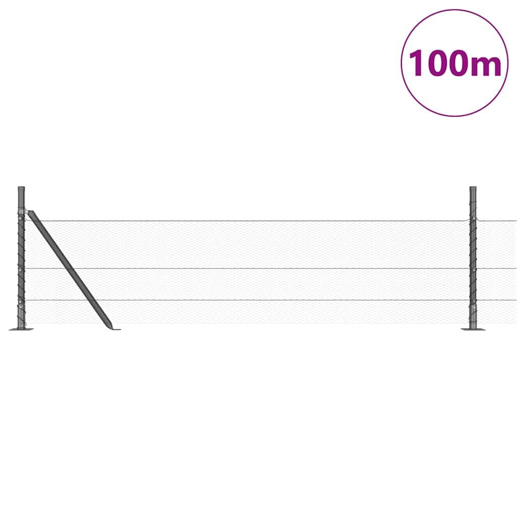 Postes de valla gris de 100 cm, de acero gris con revestimiento de PVC