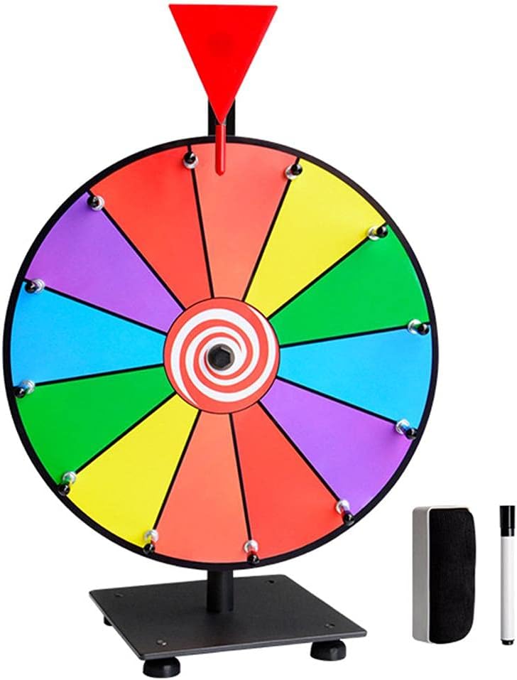 12" Mini Tabletop Prize Wheel Spinning Dry Erase Wheel for Game Activty with Pen and Eraser Carnival Games Lottery Rotating Plate