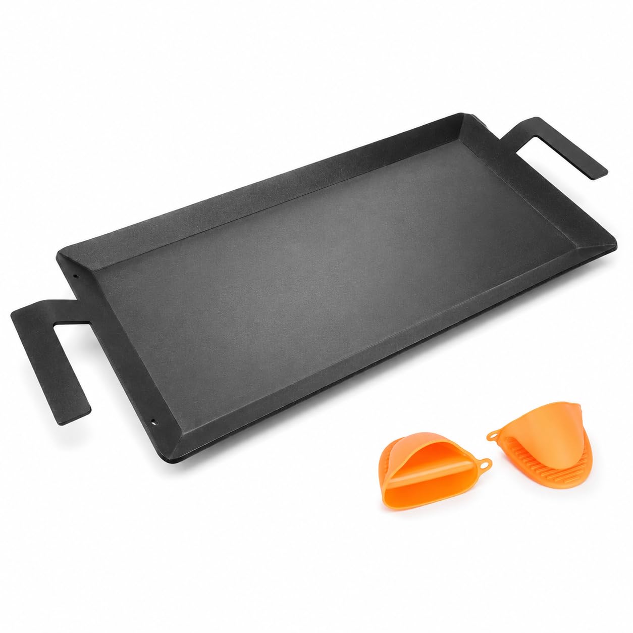 Sartén antiadherente de acero al carbono de 61 cm x 25,4 cm para estufas de | Placa de plancha profesional con parte superior plana para doble quemador, eléctrica, panqueques, huevos y hamburguesas