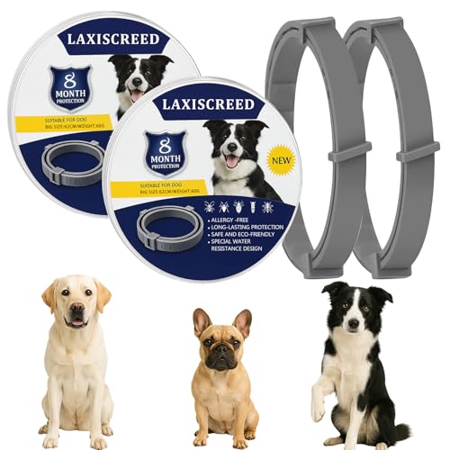 Collare per cani con oli naturali (confezione da 2) – 16 mesi di protezione, regolabile e impermeabile, per cani a partire da 7 settimane