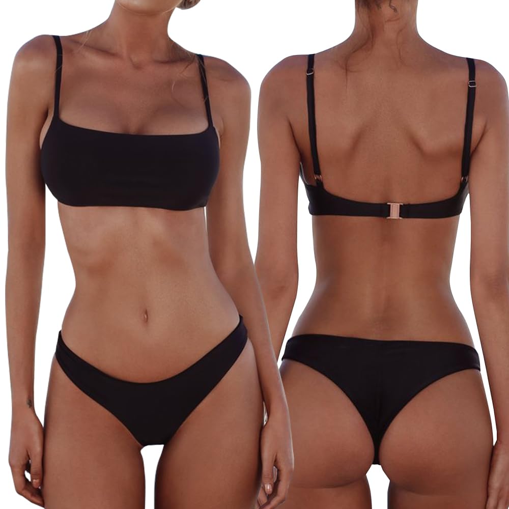 HSAJS Bikini para Mujer con Cordones Bikinis de Tanga Cintura Baja Sexy Traje de Baño de Dos Piezas Playa de Verano
