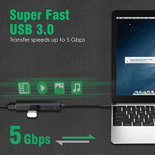 Image of AGARO USB C to Ethernet Adapter, 4-in-1 RJ45 to USB C Thunderbolt 3 /Type-C Gigabit Ethernet LAN Network Adapter