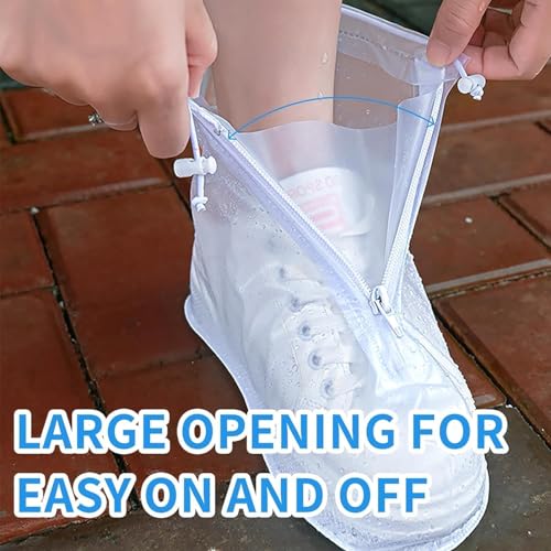 Image of SILENCIO Rain Boots Shoe Covers Waterproof for Men Women Shoe Protectors with Zipper Not-Slip Reusable Overshoes Galoshes for Hiking Climbing Camping Cycling Rainy Day (XL)