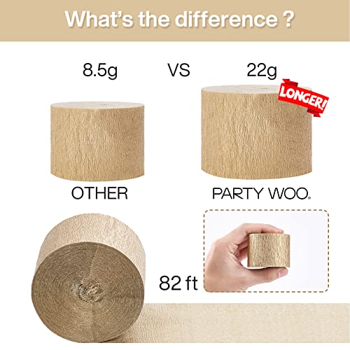Image of PartyWoo Crepe Paper Streamers 6 Rolls 492ft, Pack of Gold, Silver and Black Party Streamers for Party, Birthday and Wedding Decorations (1.8 Inch x 82 Ft /Roll)