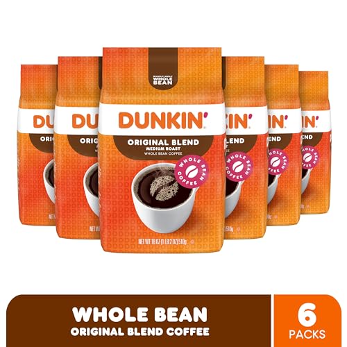 Dunkin' Original Blend Medium Roast Whole Bean Coffee, 18 Ounce (Pack of 6) image 2
